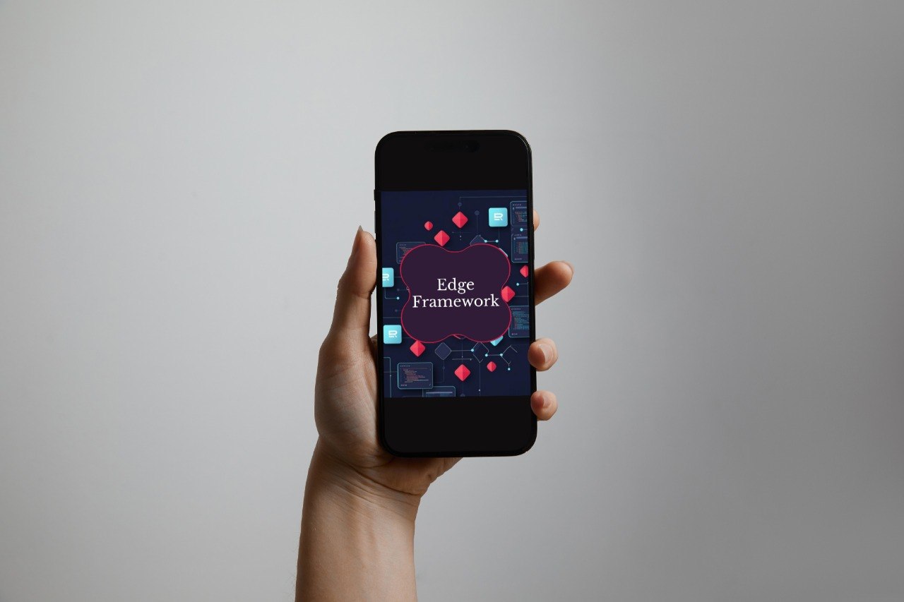 A hand holding a black smartphone against a plain light gray background. The phone screen displays the text 'Trail Series' on a dark graphic background.